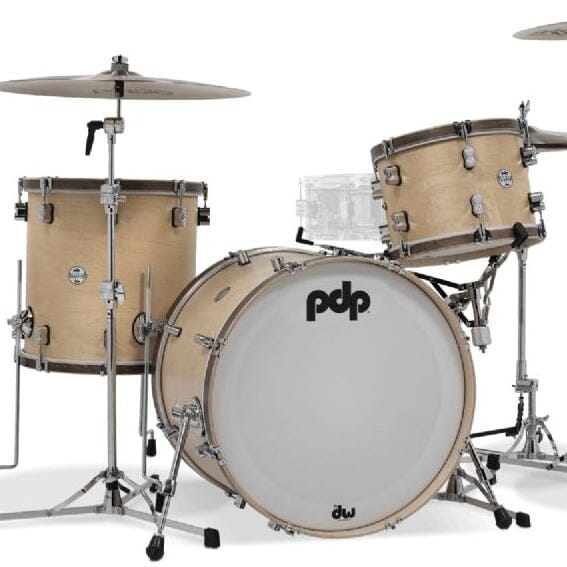 PDP Concept Maple Classic 3-Piece Shell Pack, Natural Satin w/ Walnut Hoops (PDCC2213NW) Drum Set PDP 