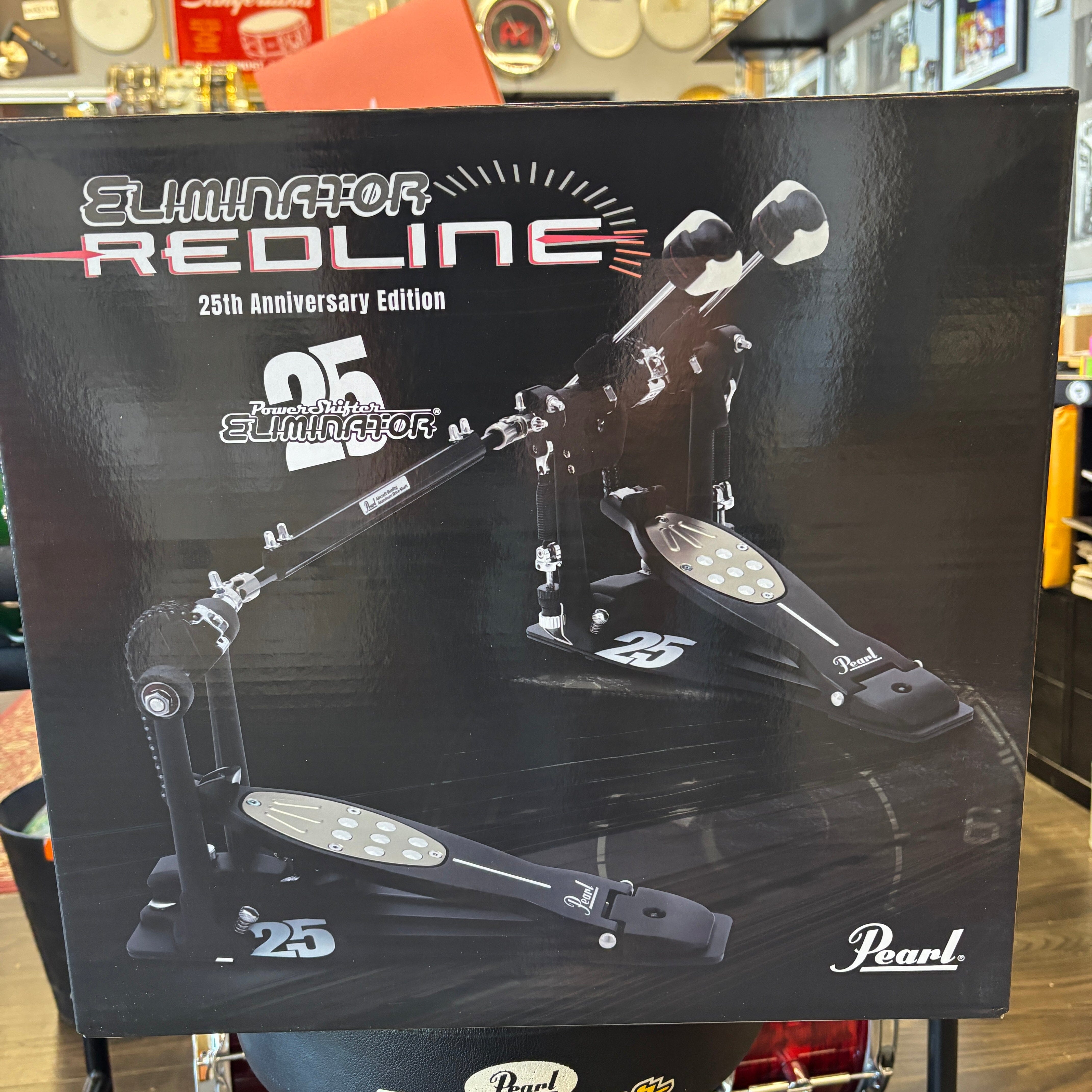 Pearl 25th Anniversary Black Eliminator Redline Double Bass Drum Pedal, Chain Drive (P-2052C/B) NEW HARDWARE Pearl 