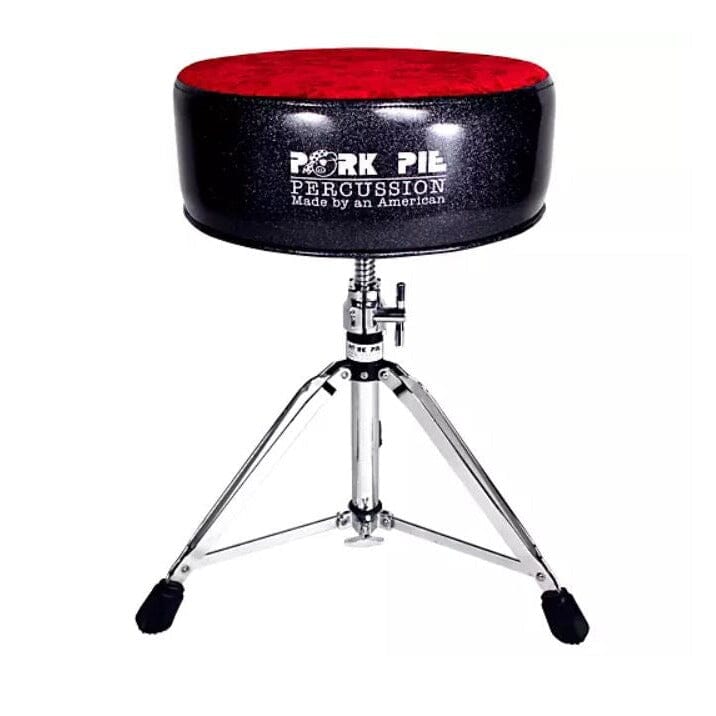 Pork Pie Round Seat Drum Throne, Red Crush Top/ Black Sparkle Side