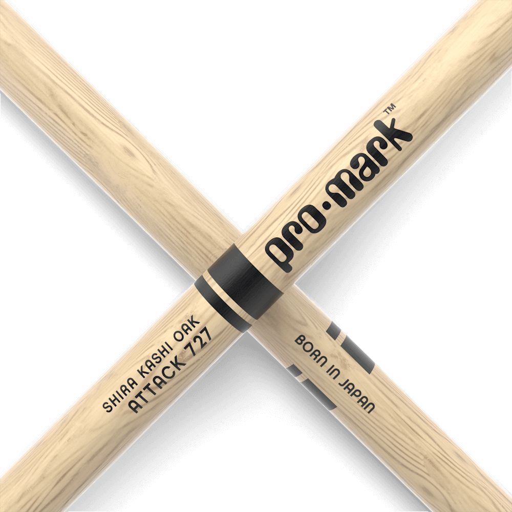 Promark Attack 727 Drum Sticks, Lacquered Shira Kashi Oak w/ Nylon Tips (PW727N) DRUM STICKS Promark 