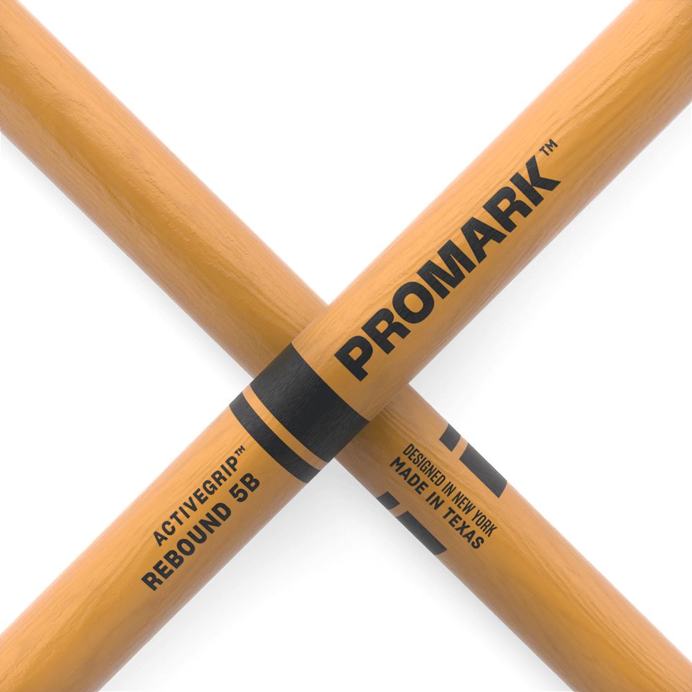ProMark Rebound 5B ActiveGrip Clear Hickory Drum Sticks, Wood Tips (R5BAGC) DRUM STICKS Promark 