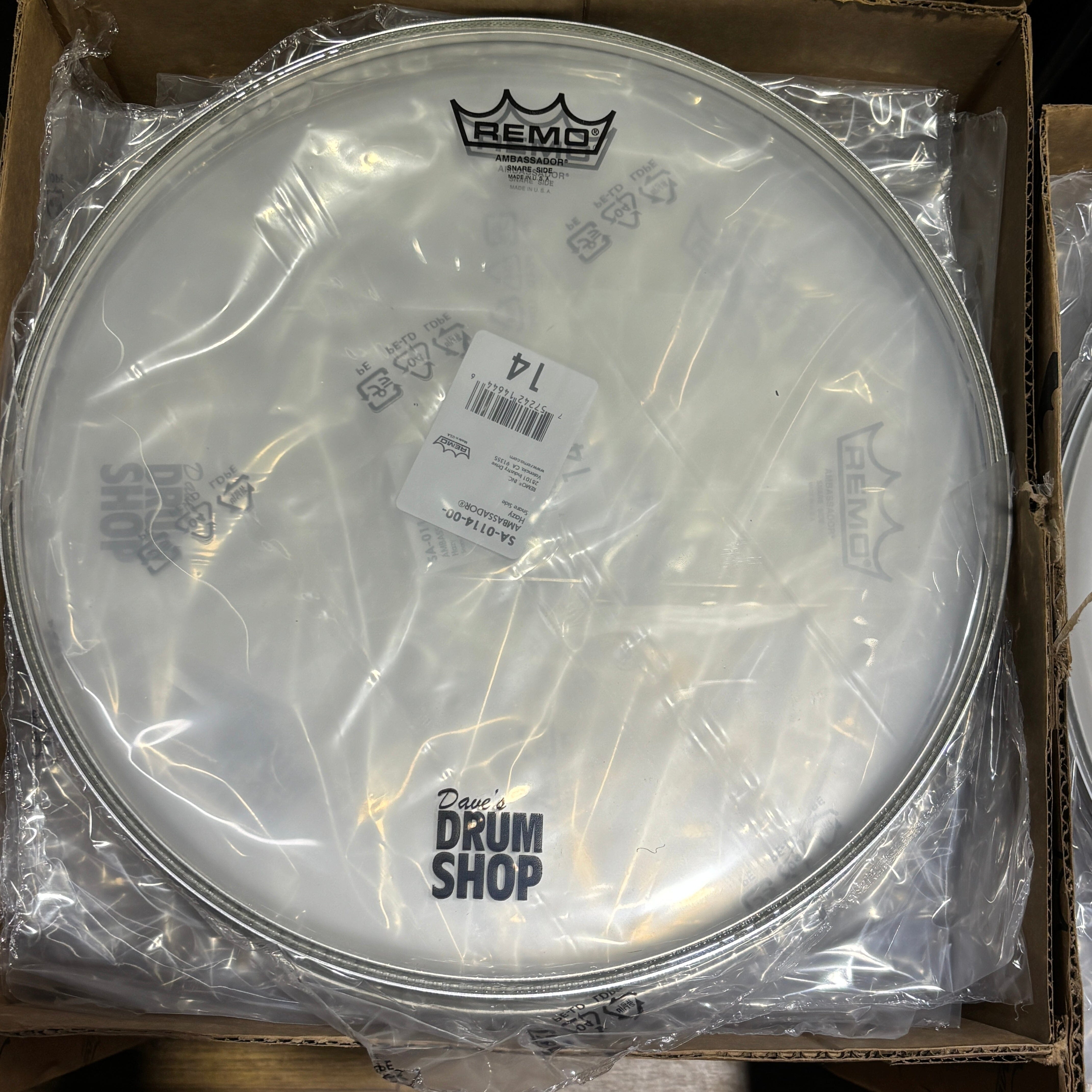 Remo 14" SA Hazy Drum Heads w/ Dave's Drum Shop Logo DRUM SKINS Remo 