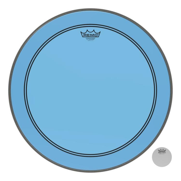 REMO 20" Powerstroke 3 Colortone Bass Drum Head, Blue (P3-1320-CT-BU) DRUM SKINS Remo 