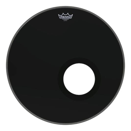 Remo 20" Powerstroke P3 Ebony Bass Drum Head w/ 5" Black DynamO (P3-1020-ES-DM) DRUM SKINS Remo 
