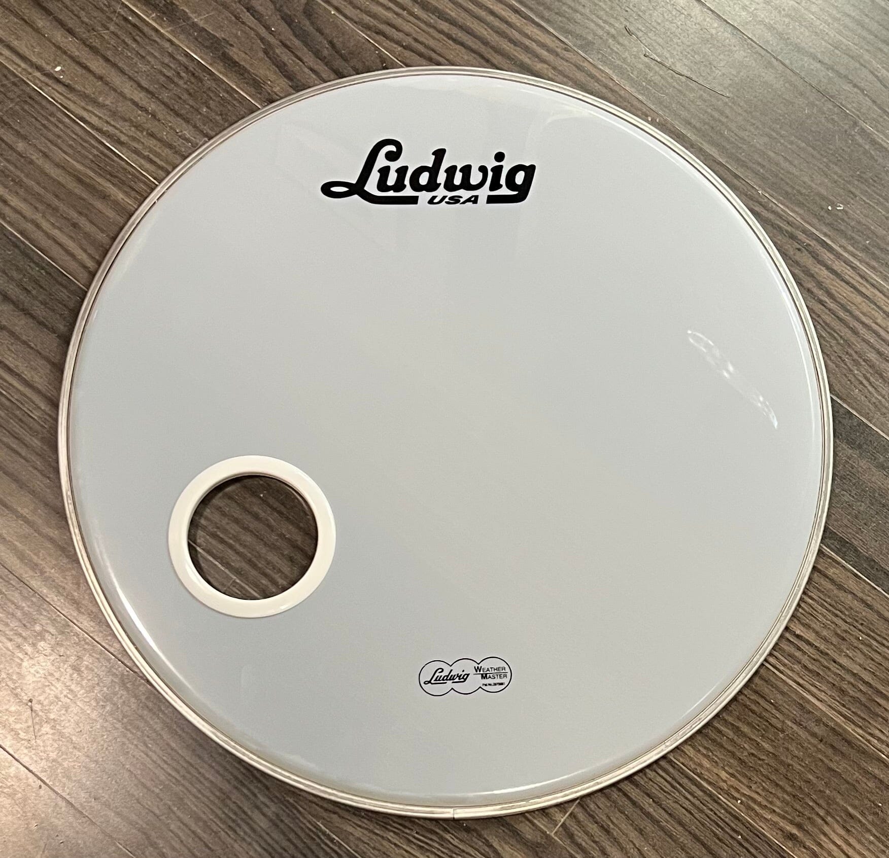 Remo 22" Powerstroke 3 Smooth White Bass Head w/Dynamo and w/Ludwig USA logo DRUM SKINS Remo 