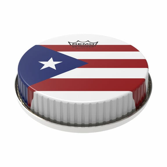 Remo 9" Skyndeep R-Series Puerto Rican Flag Graphic Bongo Head (M6-R900-S5-SD008) DRUM SKINS Remo 