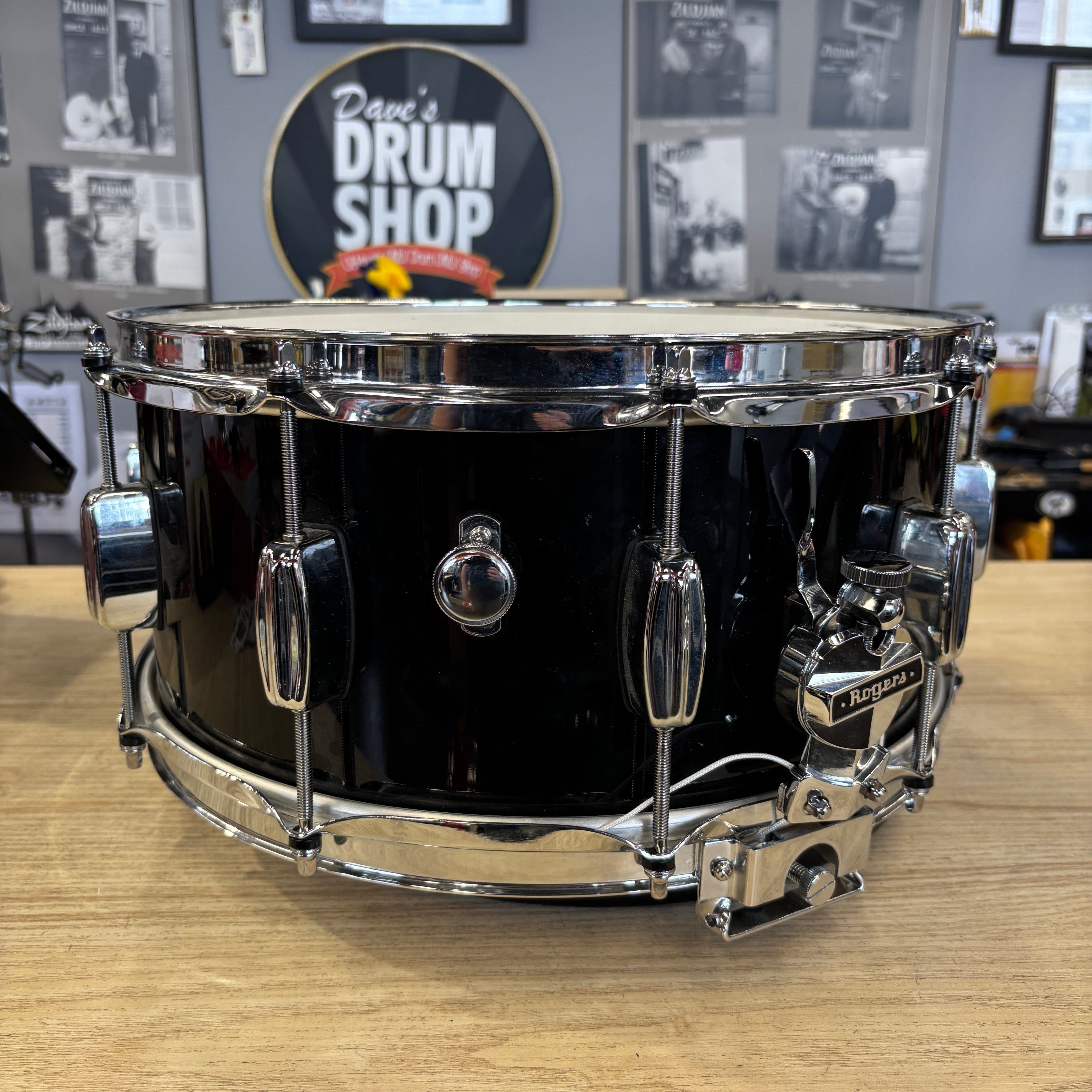 Rogers 6.5x14 Wood Dynasonic Piano Black (2020s) CONSIGNMENT DRUM KIT Rogers USA 