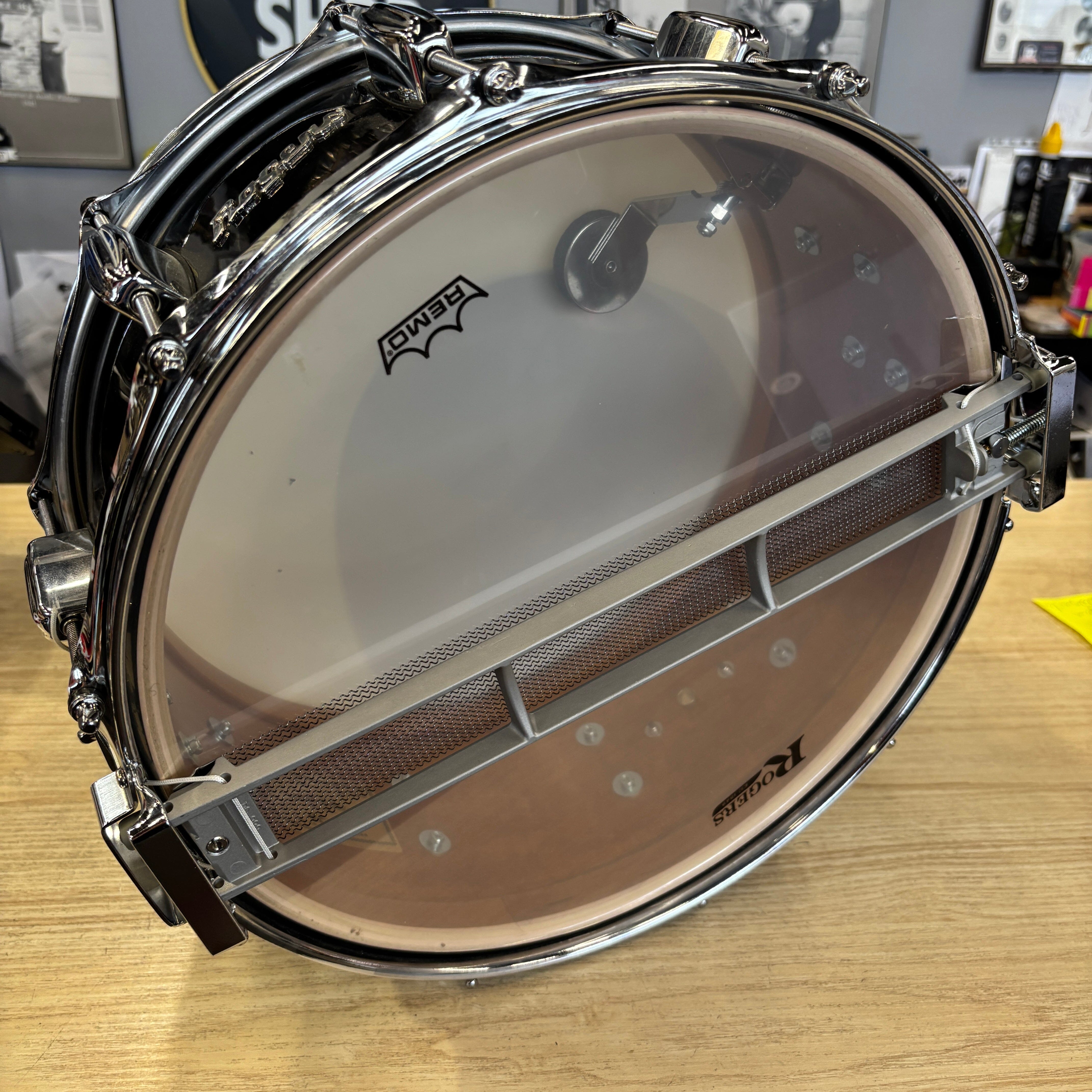 Rogers 6.5x14 Wood Dynasonic Piano Black (2020s) CONSIGNMENT DRUM KIT Rogers USA 