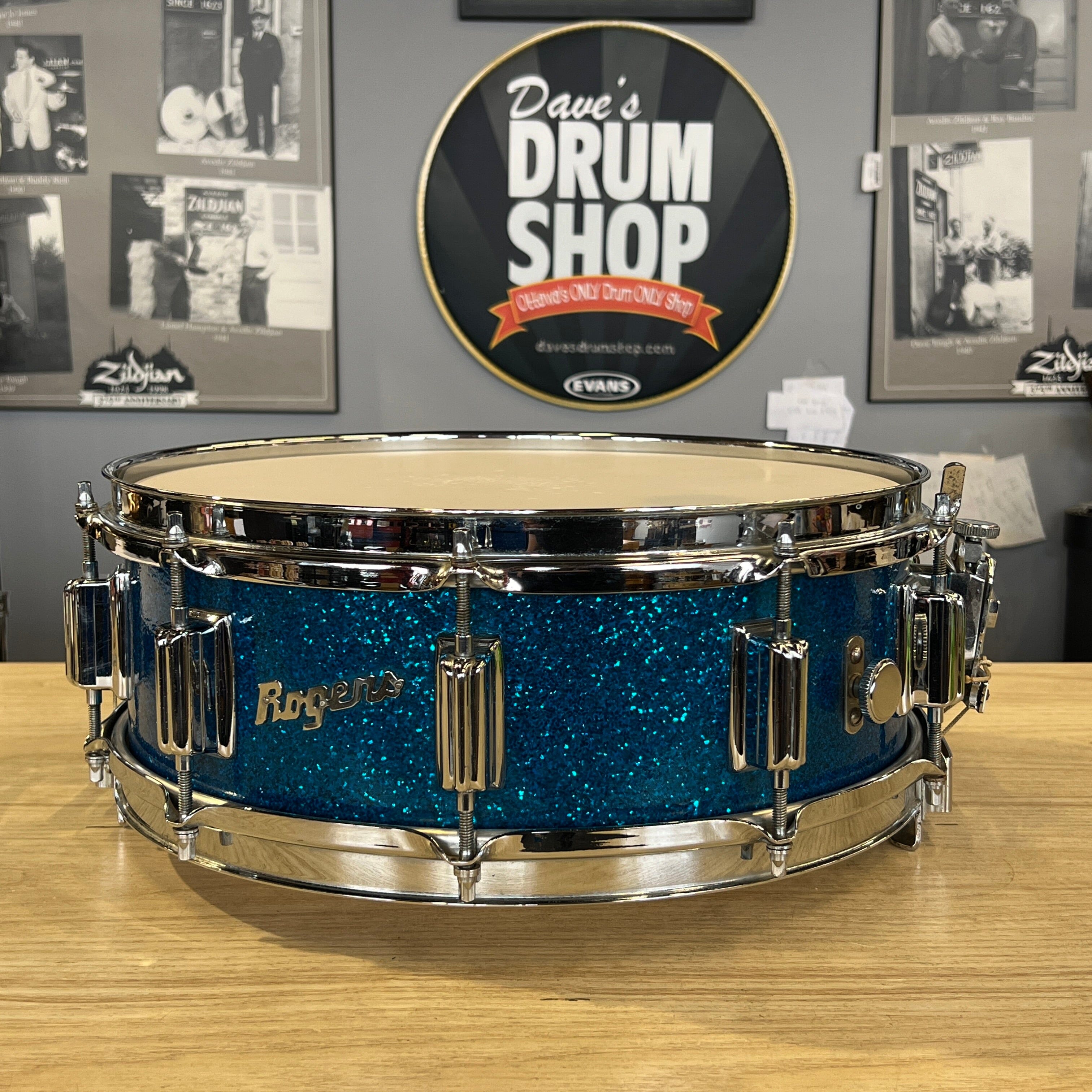 Rogers Wood Dynasonic 5 x 14 Blue Sparkle Late 60's