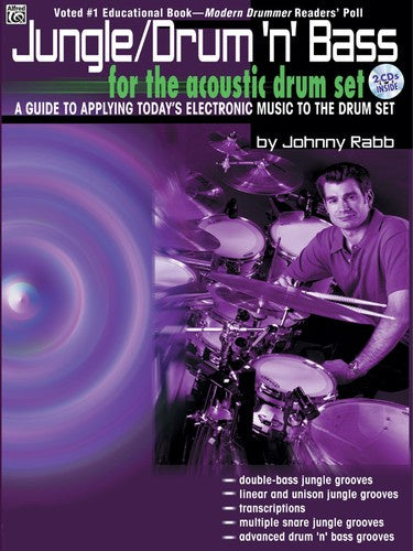Jungle/Drum 'n' Bass for the Acoustic Drum Set, by Johnny Rabb (Softcover, w/ 2 CDs - Used)