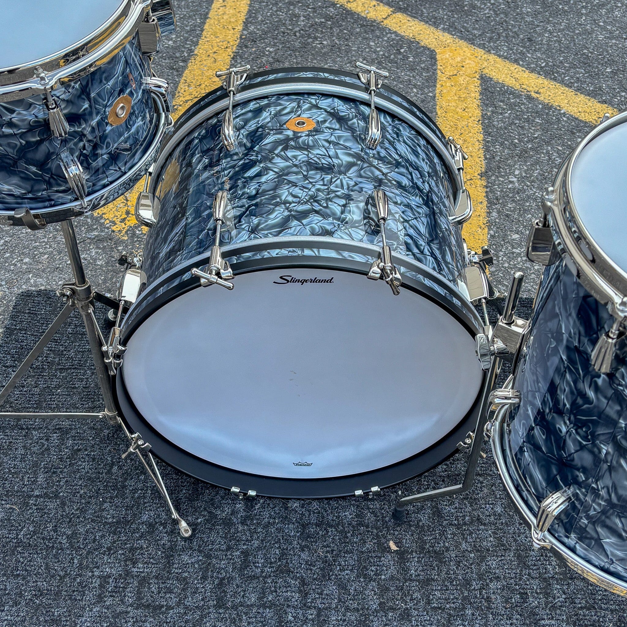 Slingerland 3pc Radio King Kit, 12/14F/20K, Black Diamond Wrap, Nickel Hardware (SLKTFPK20N03BQ069) NEW DRUM KIT Slingerland 