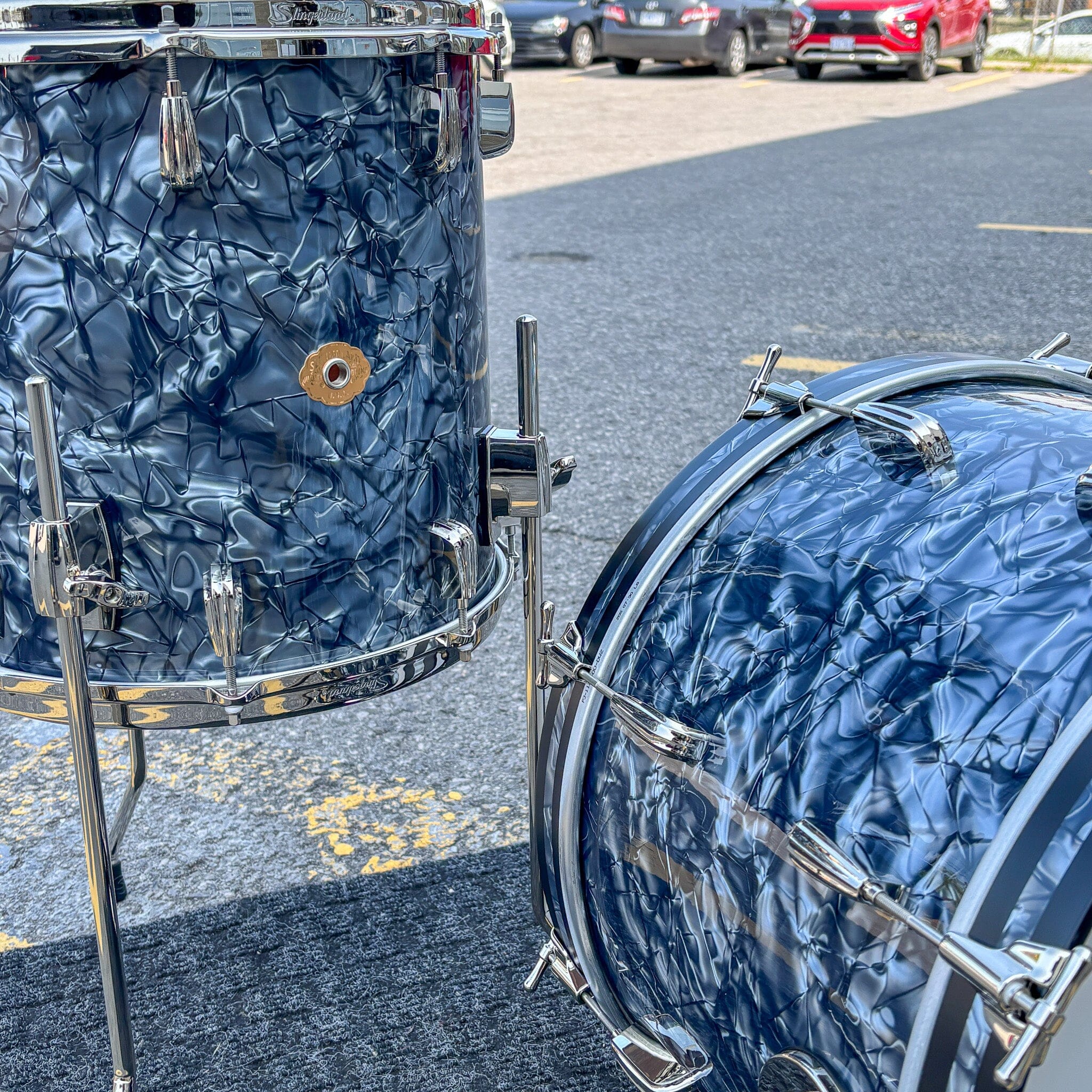 Slingerland 3pc Radio King Kit, 12/14F/20K, Black Diamond Wrap, Nickel Hardware (SLKTFPK20N03BQ069) NEW DRUM KIT Slingerland 