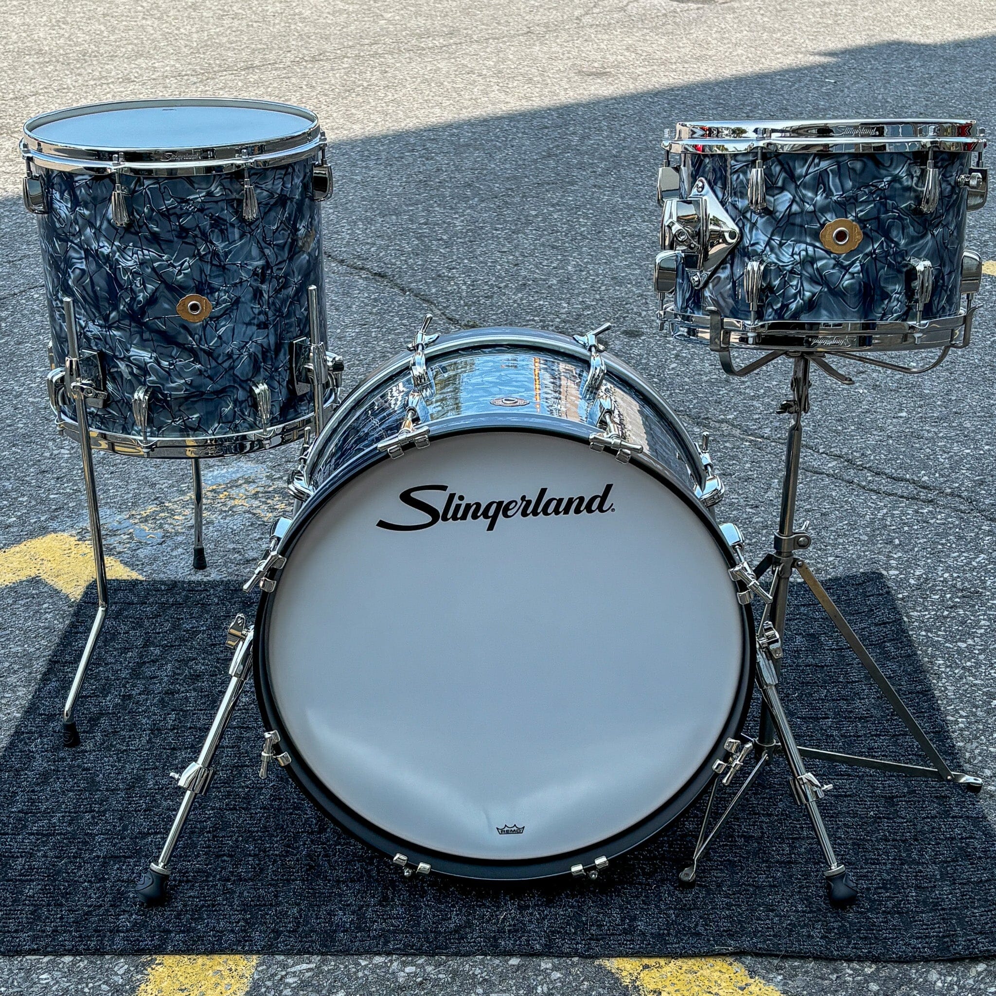 Slingerland 3pc Radio King Kit, 12/14F/20K, Black Diamond Wrap, Nickel Hardware (SLKTFPK20N03BQ069) NEW DRUM KIT Slingerland 