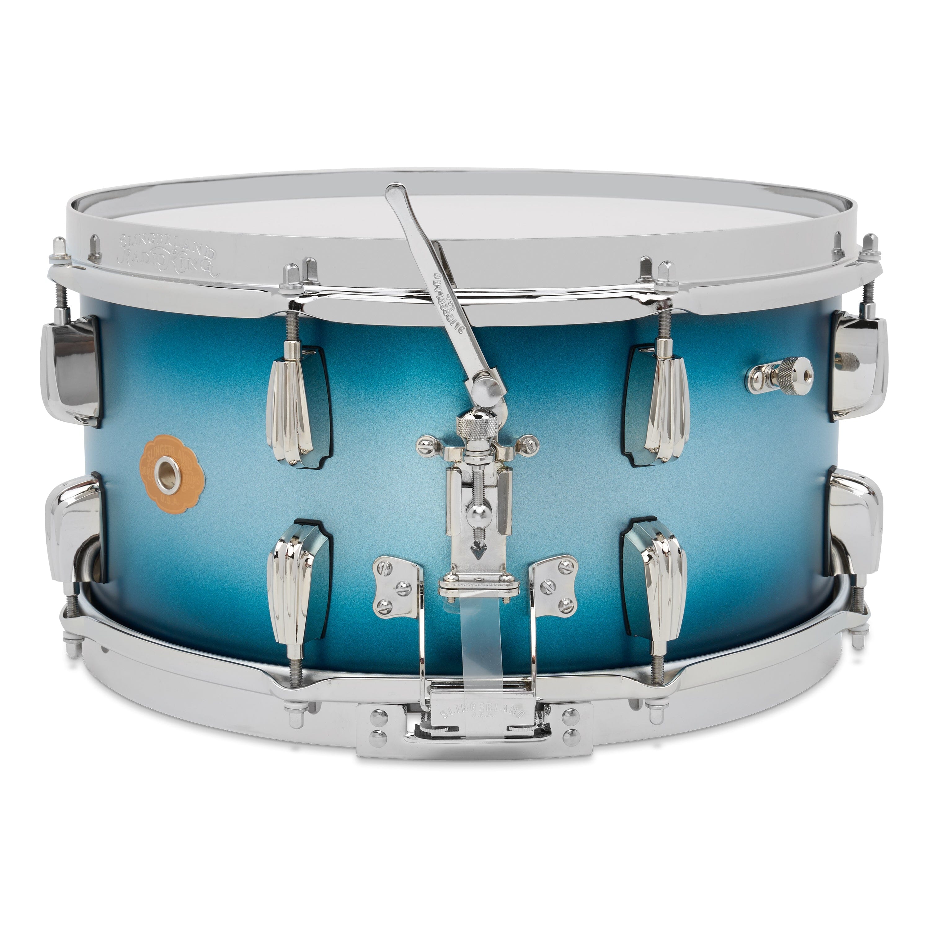 Slingerland Radio King 7x14 Solid Maple Snare, Silver and Blue Lacquer (SLLS0714SMK371) NEW SNARE DRUMS Slingerland 