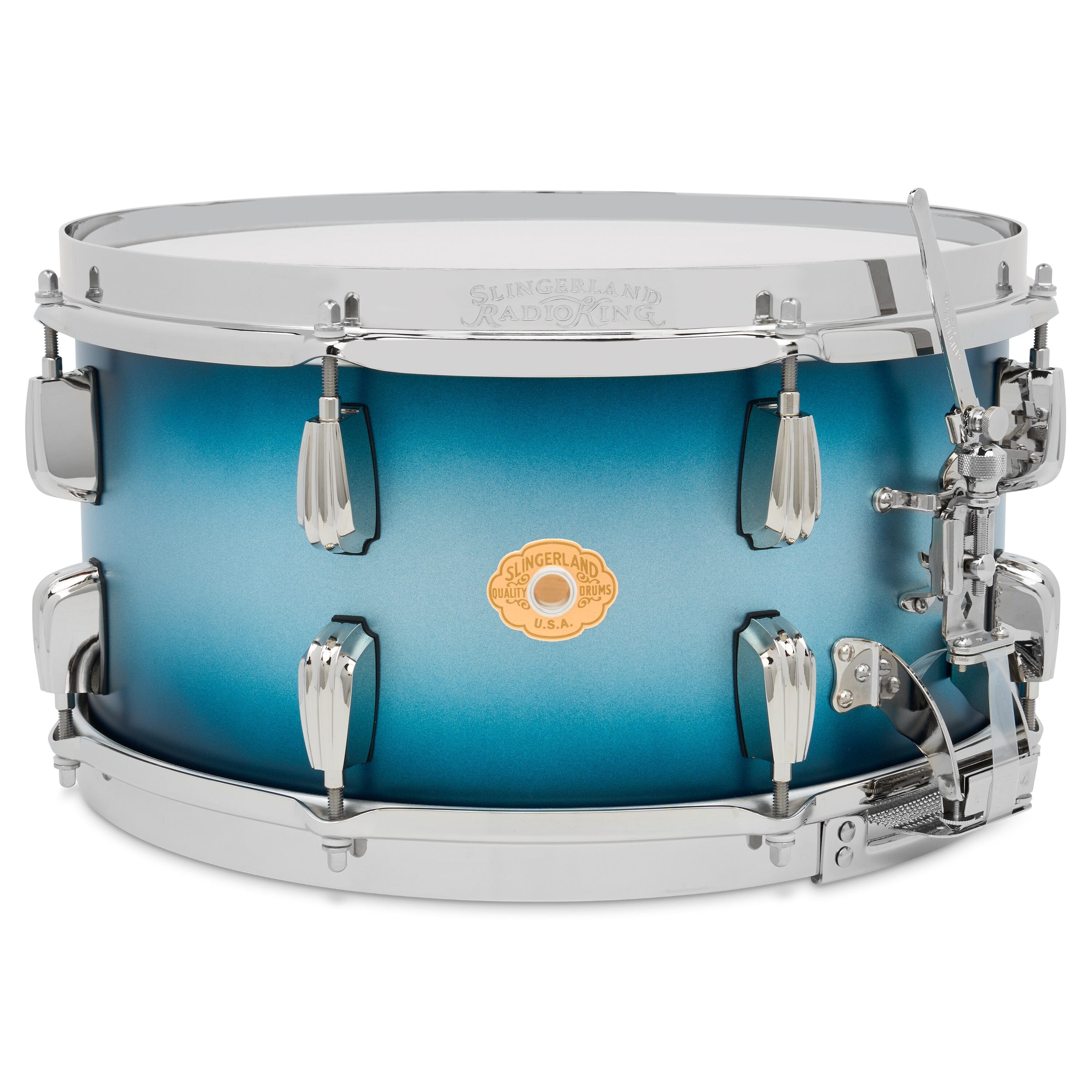 Slingerland Radio King 7x14 Solid Maple Snare, Silver and Blue Lacquer (SLLS0714SMK371) NEW SNARE DRUMS Slingerland 
