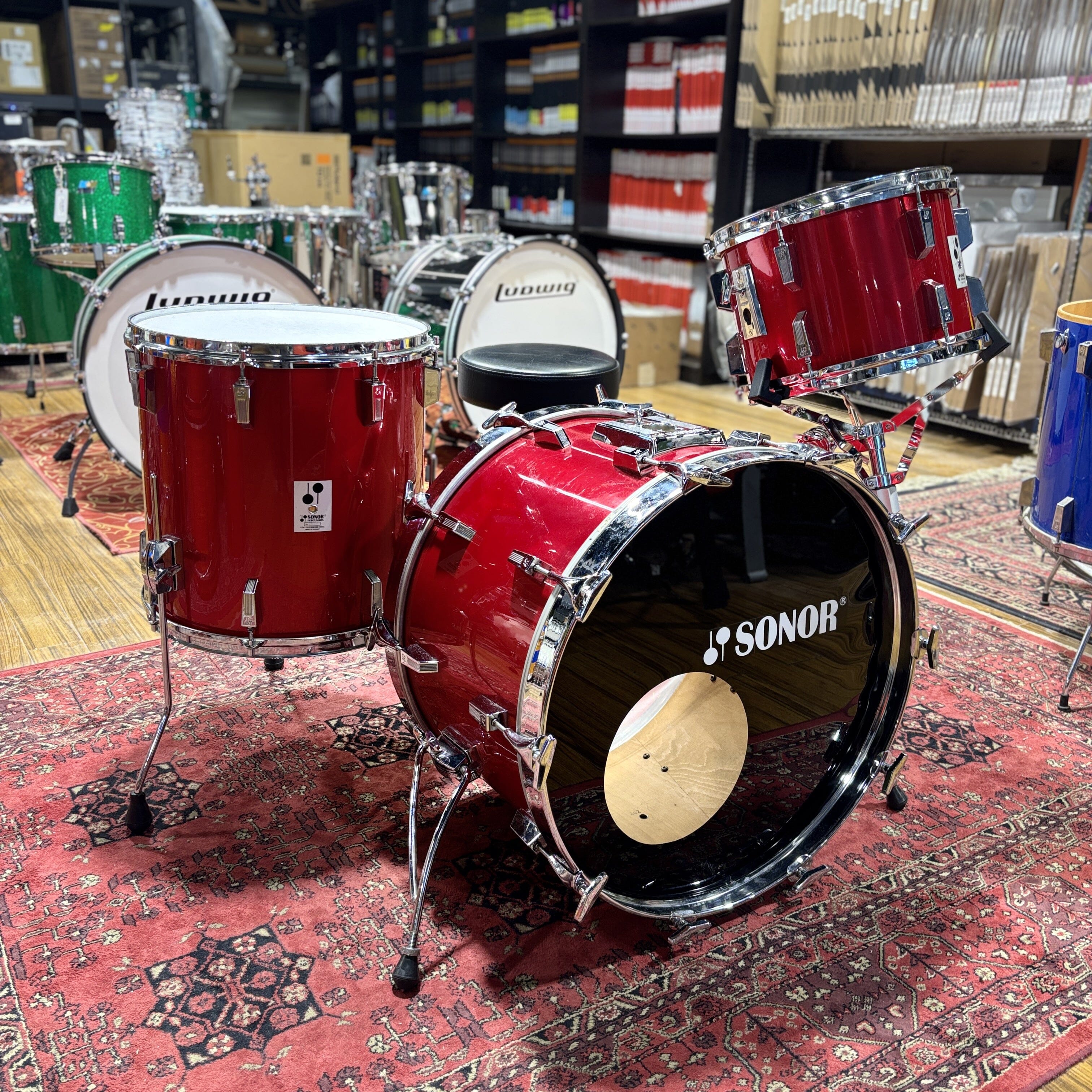 Sonor Phonic 3-piece Candy Apple Red 1980s CONSIGNMENT DRUM KIT Sonor 
