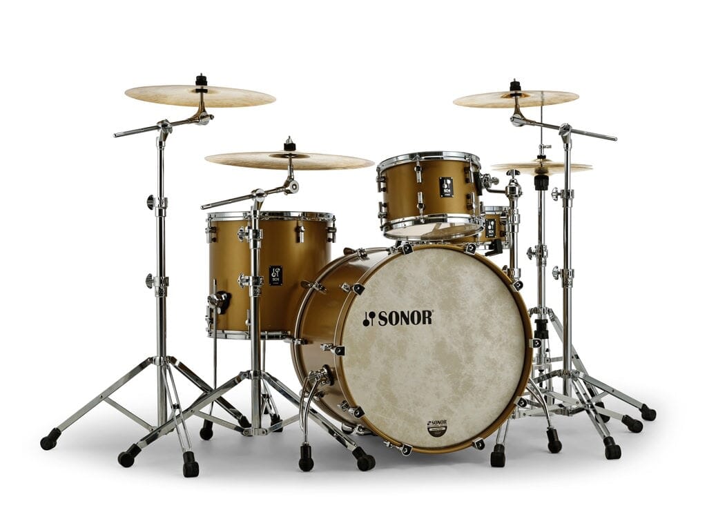 Sonor SQ1 with add on 16" Floor Tom Satin Gold Metallic Drum Set Sonor 