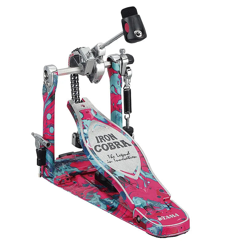 Tama 50th Limited Iron Cobra Marble Single Drum Pedal, Coral Swirl (HP900PMCS) Drum Pedals Tama 