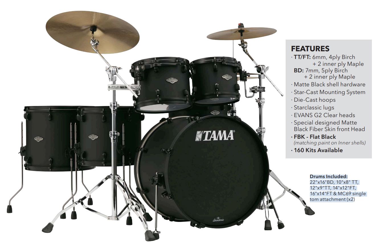 Tama Starclassic Performer Drum Kit, Blacked Out Black Limited Edition (MBS52AZMBFBK) NEW DRUM KIT Tama 
