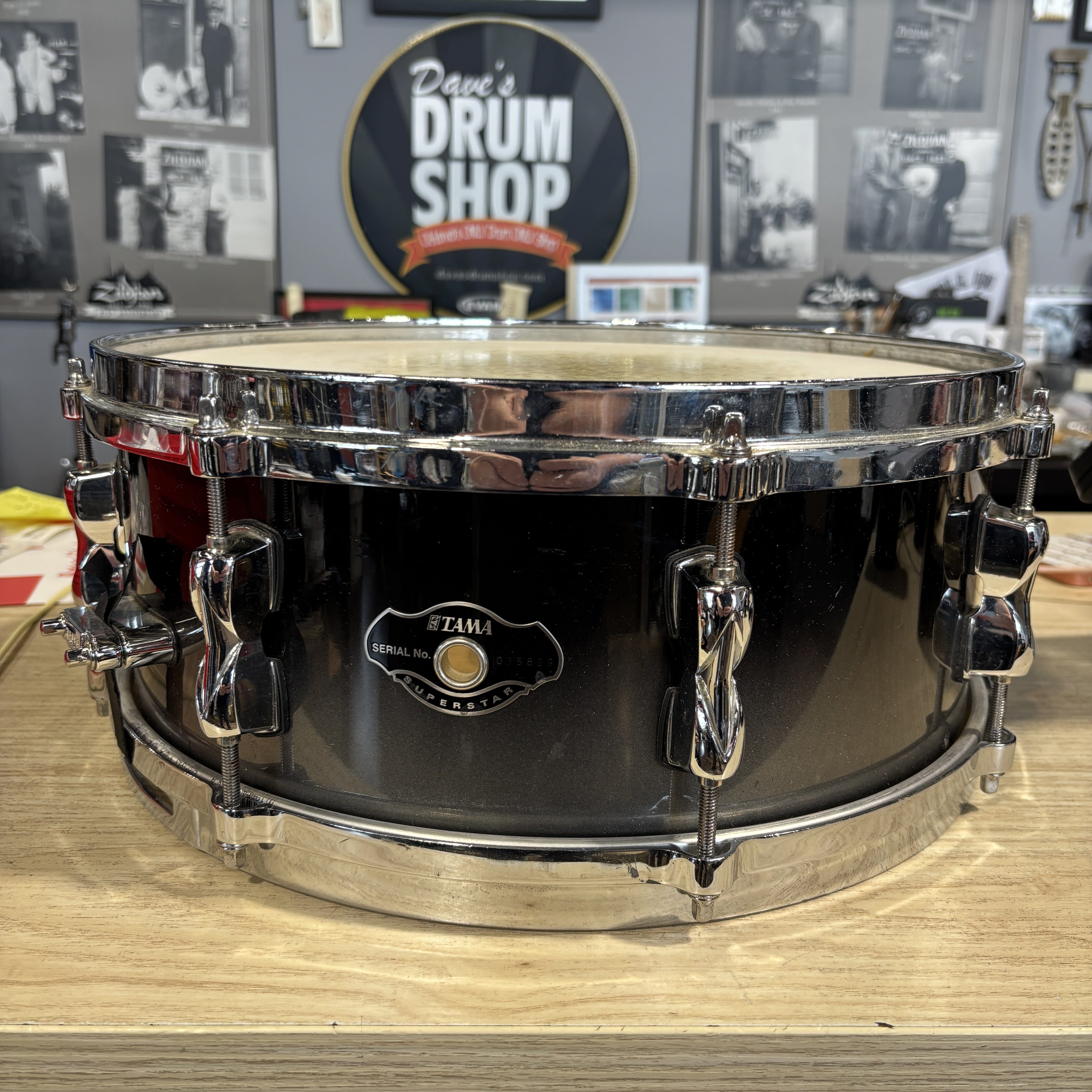 Tama Superstar all-birch snare drum in dark charcoal/black metallic USED SNARE DRUMS Tama 