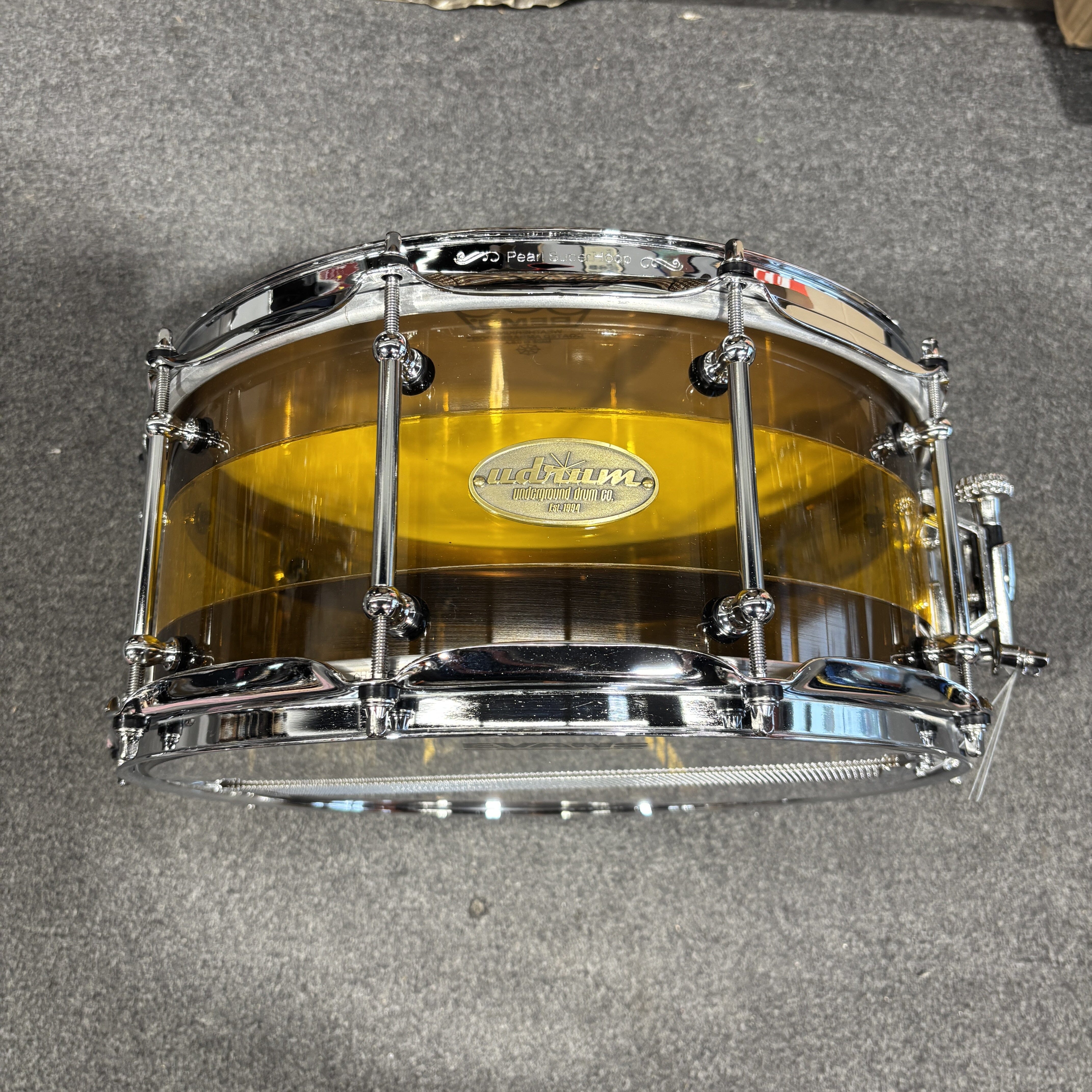 Udrum 14x6 Acrylic Snare Amber/Clear (Used) USED SNARE DRUMS Udrum 