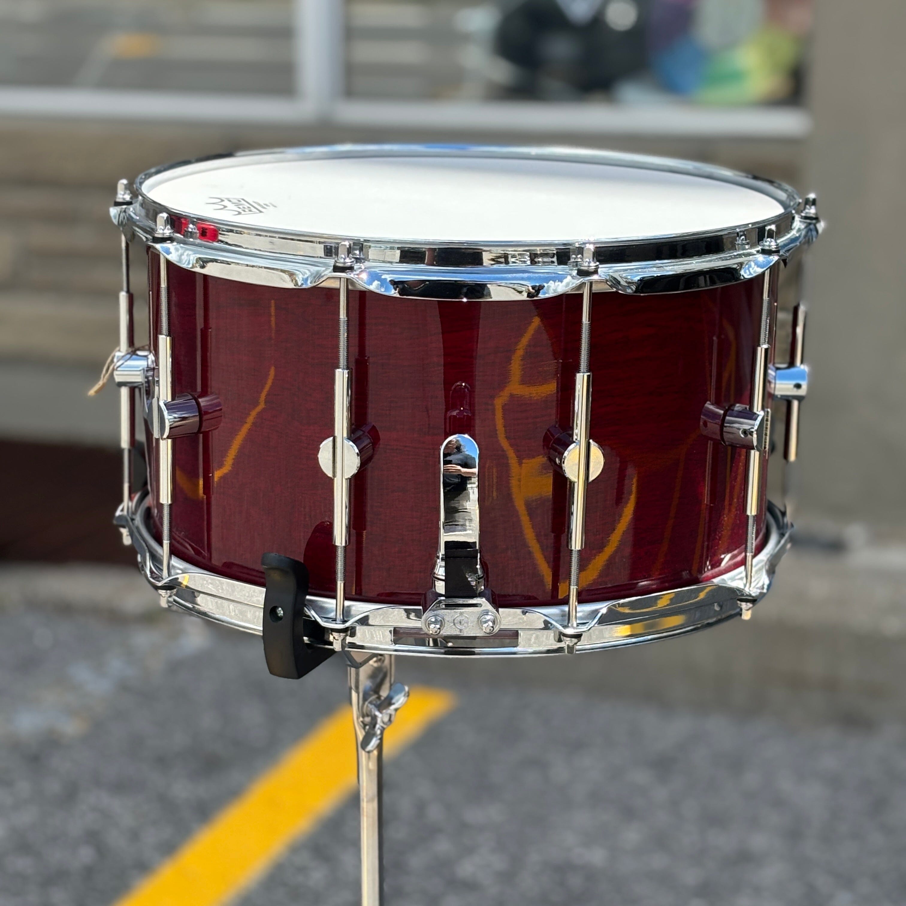 Unix Snares 8 x 14 Red Lacquer Solid Shell Steam Bent CONSIGNMENT DRUM KIT Unix 