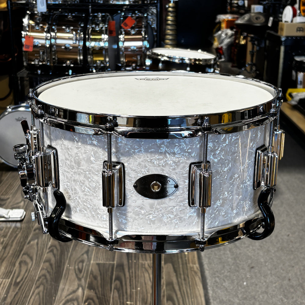 Used Rogers Dyna-Sonic 6.5 x 14 Snare Drum White Marine Pearl USED SNARE DRUMS Rogers USA 
