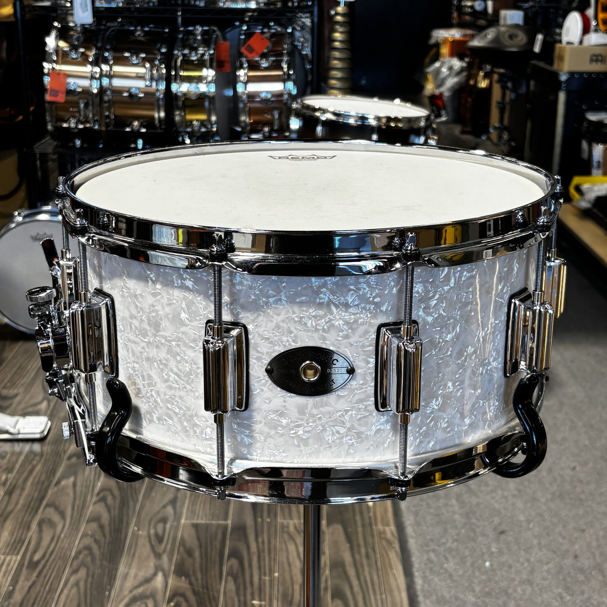 Used Rogers Dyna-Sonic 6.5 x 14 Snare Drum White Marine Pearl USED SNARE DRUMS Rogers USA 