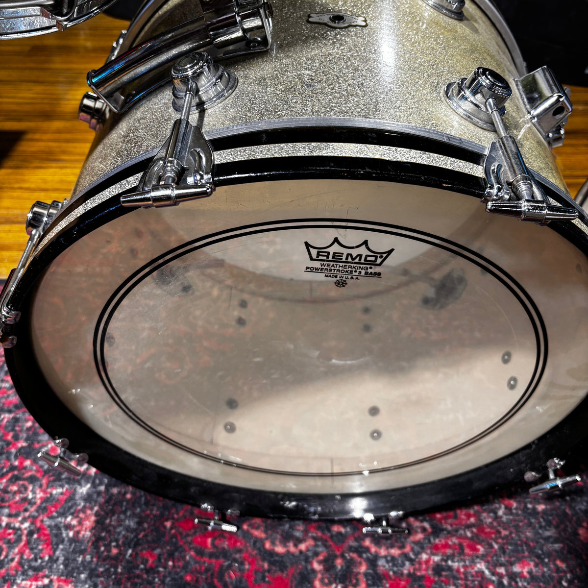 Vintage 1960s Camco Oaklawn Aristocrat 4-Piece Drum Kit Aged Silver Sparkle 20/12/14 with Matching Snare CONSIGNMENT DRUM KIT Camco 