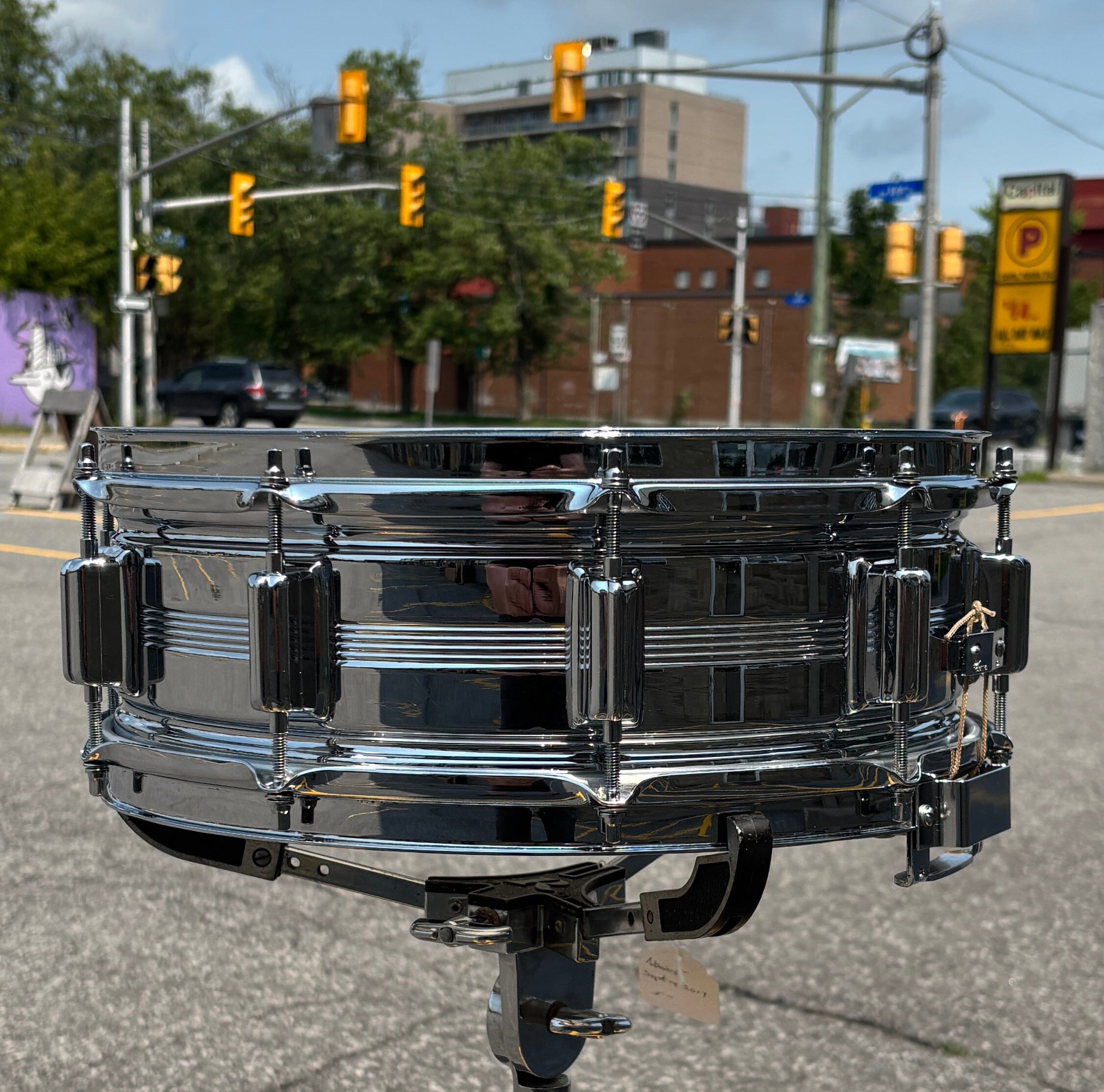 Vintage 1968–69 Rogers Dyna-Sonic 5x14" Chrome-Over-Brass Snare Drum USED SNARE DRUMS Rogers 