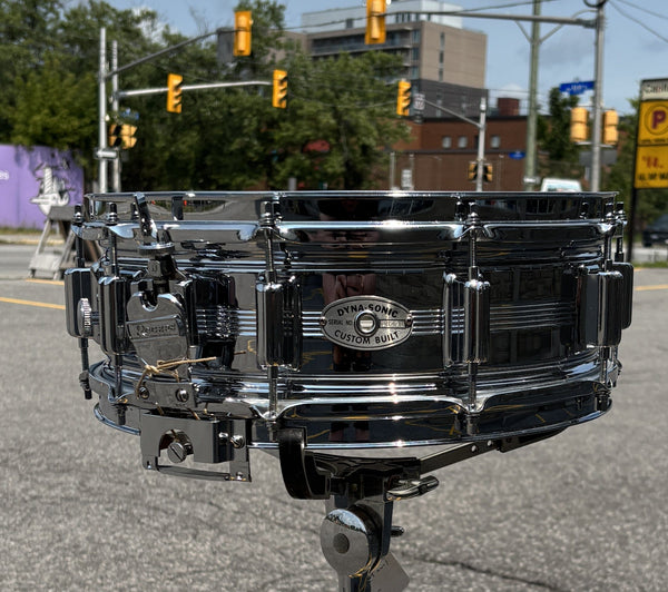 Vintage 1968–69 Rogers Dyna-Sonic 5x14" Chrome-Over-Brass Snare Drum USED SNARE DRUMS Rogers 