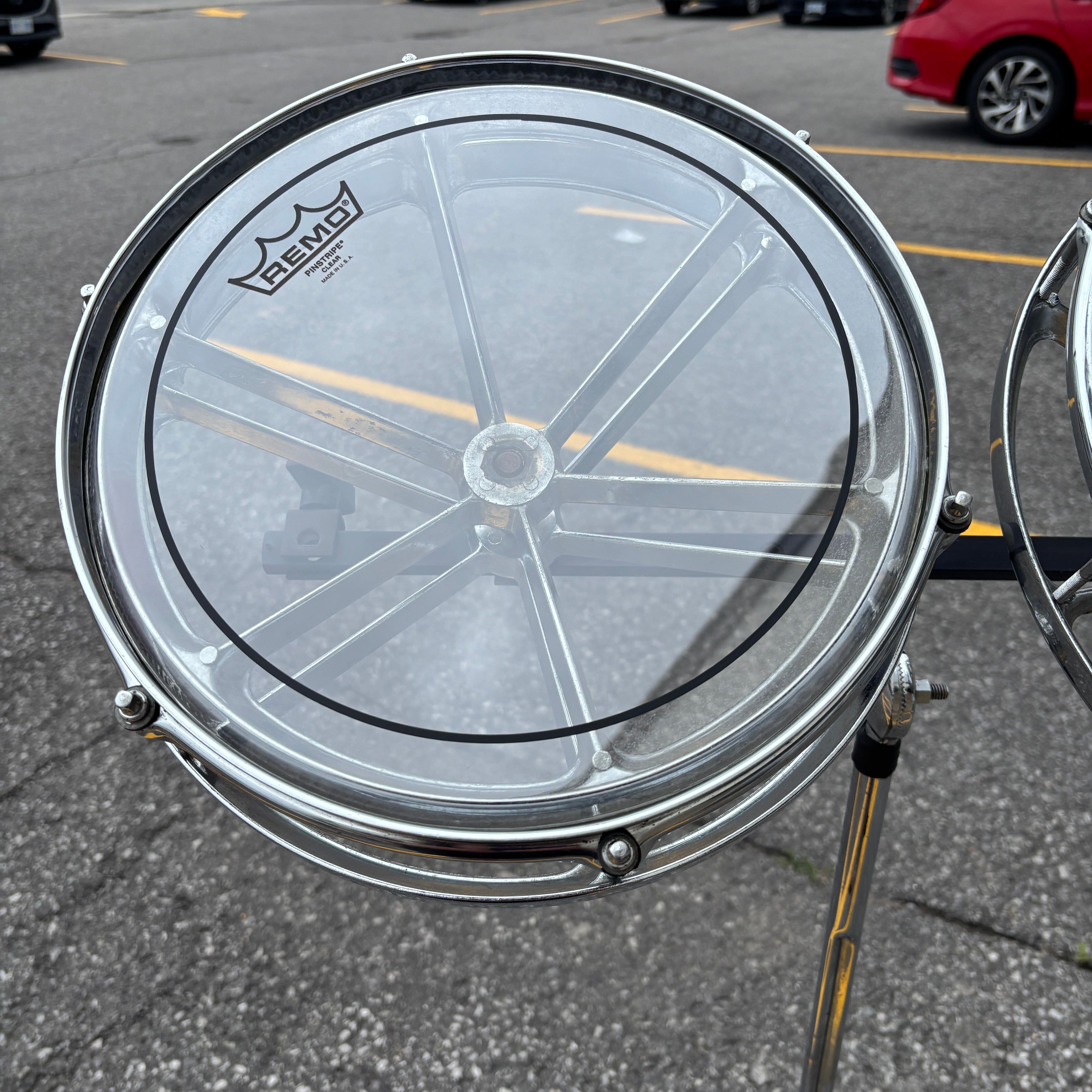 Vintage 1970s Remo 12" & 14" Chrome Rototoms with Stand USED DRUM KIT Remo 