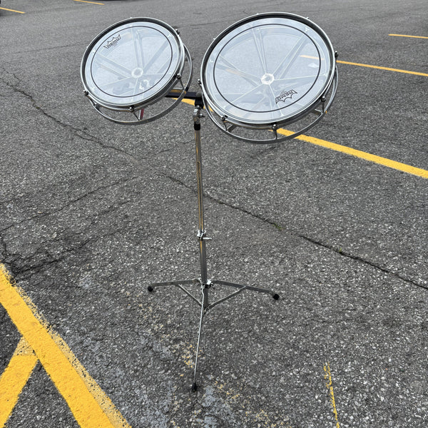 Vintage 1970s Remo 12" & 14" Chrome Rototoms with Stand USED DRUM KIT Remo 