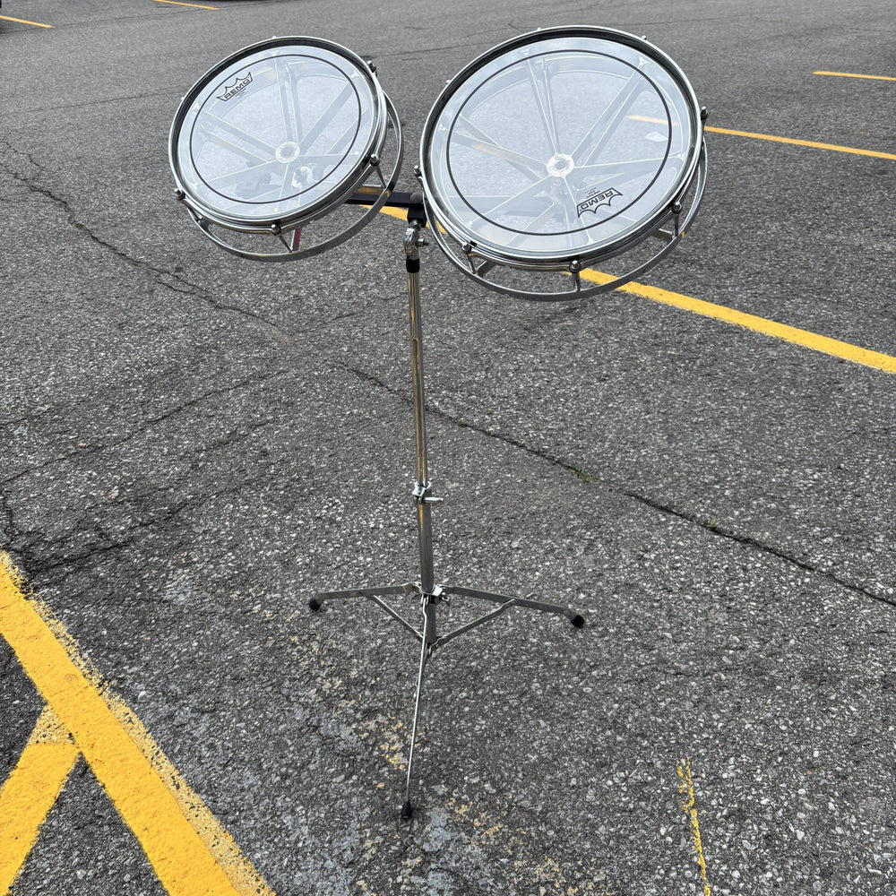 Vintage 1970s Remo 12" & 14" Chrome Rototoms with Stand USED DRUM KIT Remo 
