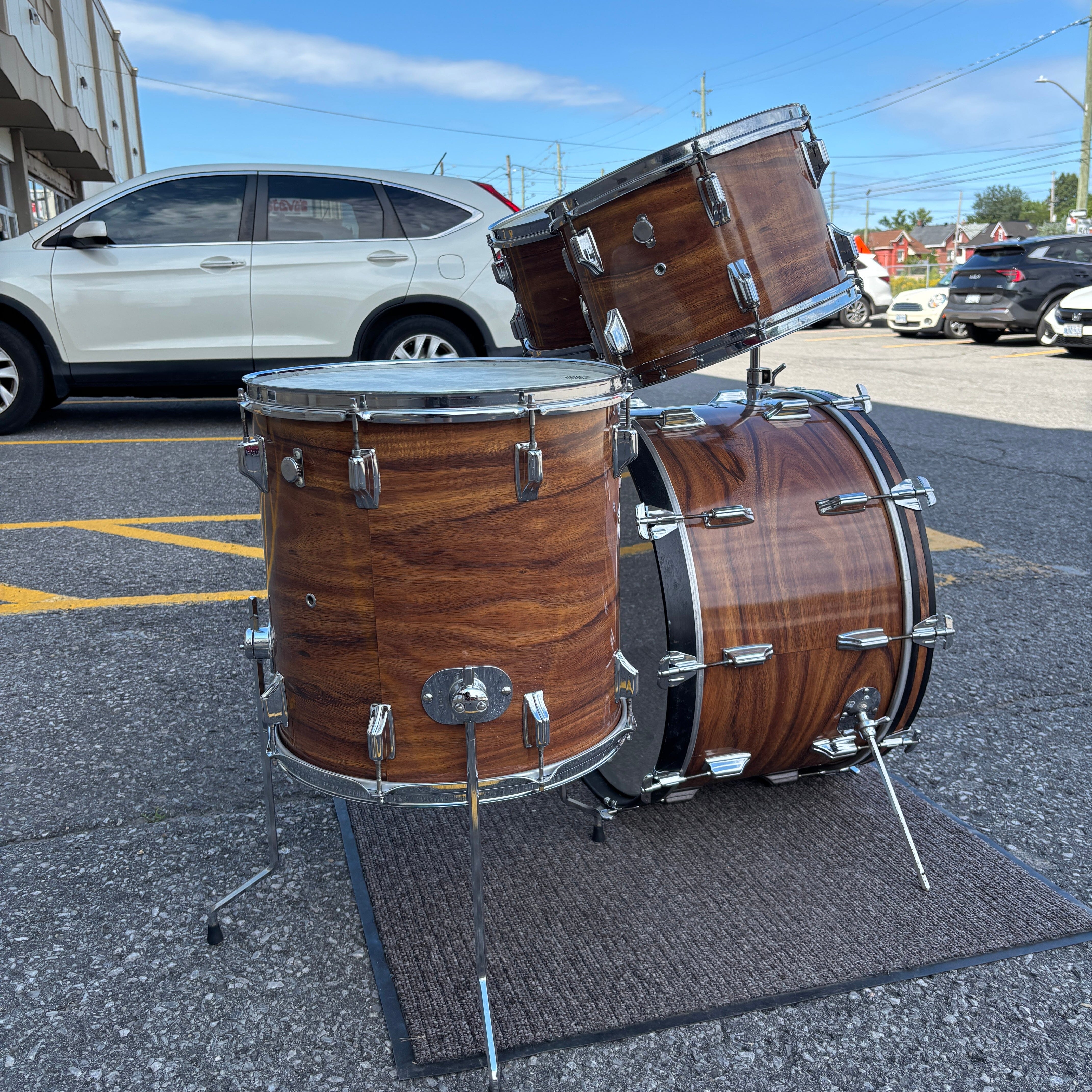 Vintage Early 1970s Rogers Fullerton Koa Drum Kit – 24/12/13/16 CONSIGNMENT DRUM KIT Rogers 