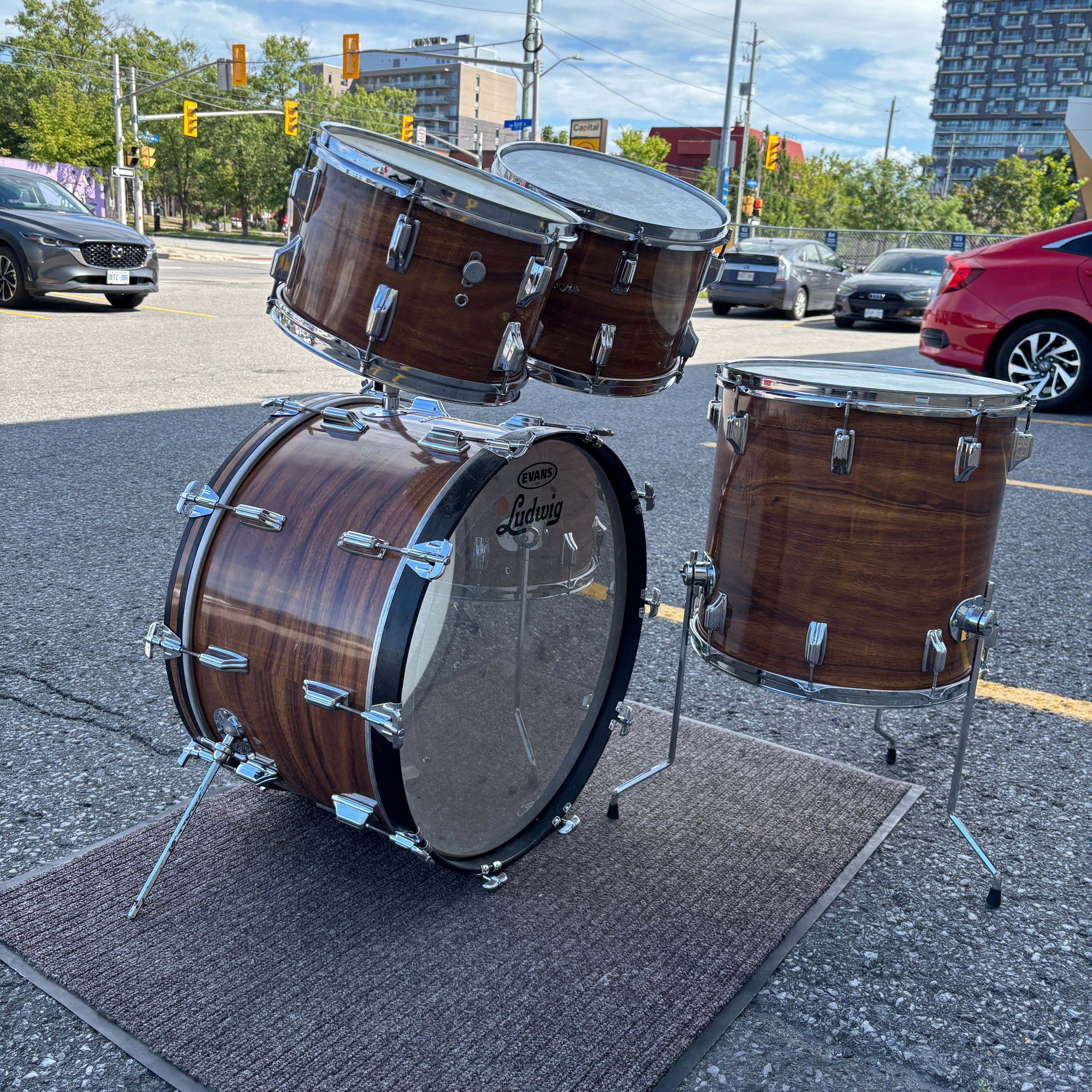 Vintage Early 1970s Rogers Fullerton Koa Drum Kit – 24/12/13/16 CONSIGNMENT DRUM KIT Rogers 
