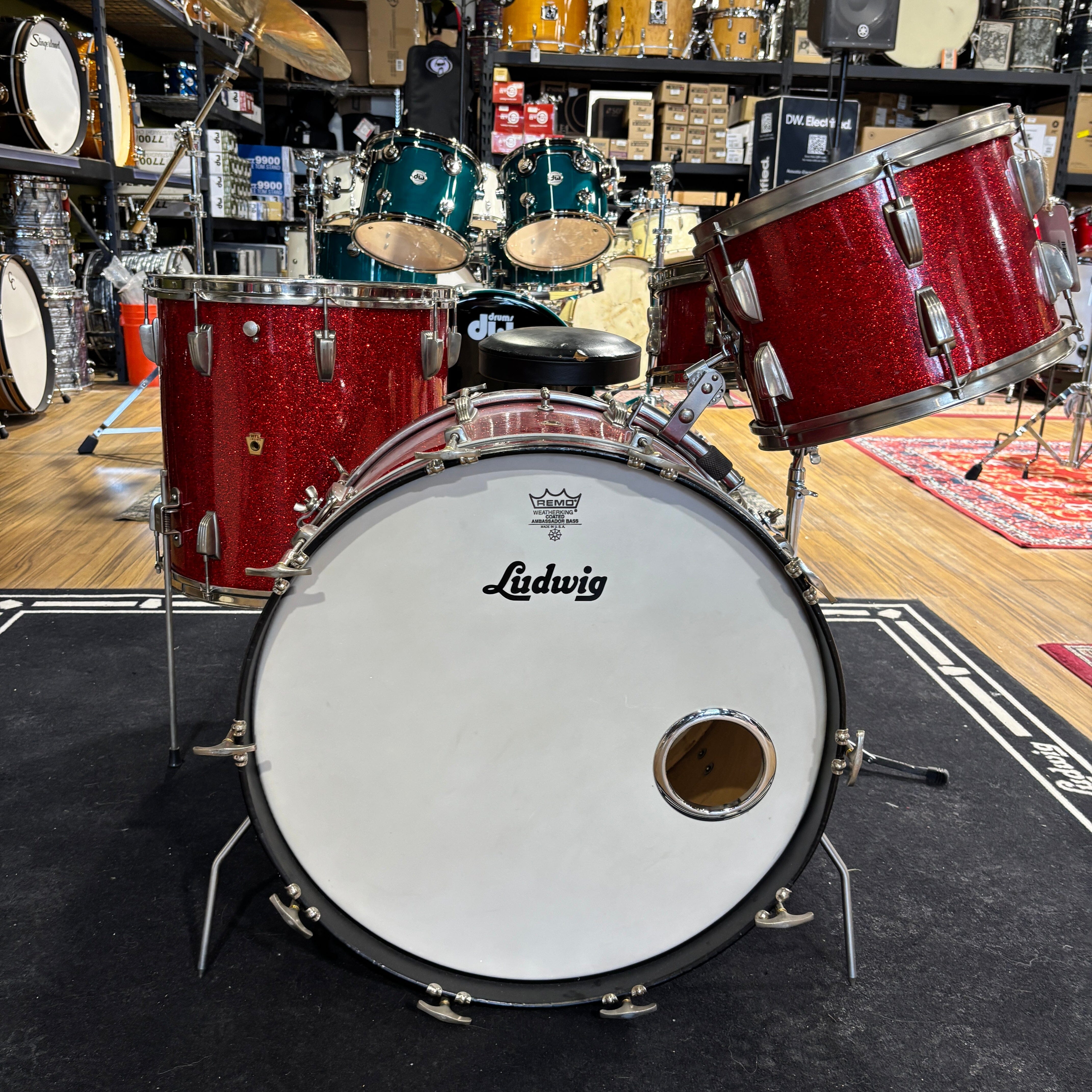WFL Red Glitter 3pc 1957 13/16/22 CONSIGNMENT DRUM KIT WFL 