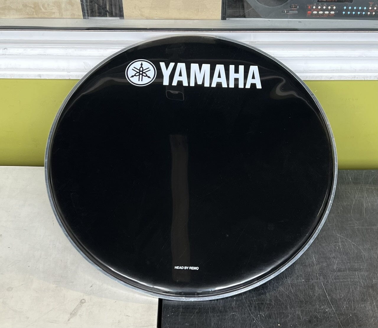 Yamaha 22" Black Drum Head w/ Logo USED DRUM SKINS Yamaha 