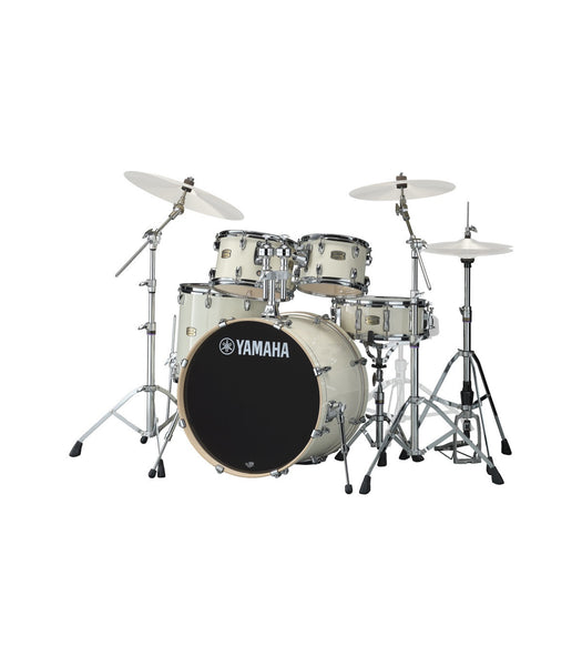 Yamaha Stage Custom Birch 5-Piece Drum Kit 22,16,12,10,SD w/ Hardware, Classic White (SBX2F57 CW)