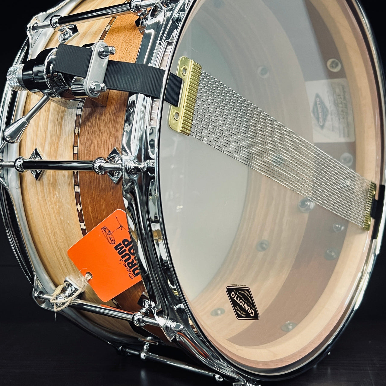 CRAVIOTTO CUSTOM SHOP - ASH/ MAHOGANY Snare Drum w/ WALNUT INLAY drum kit Craviotto 