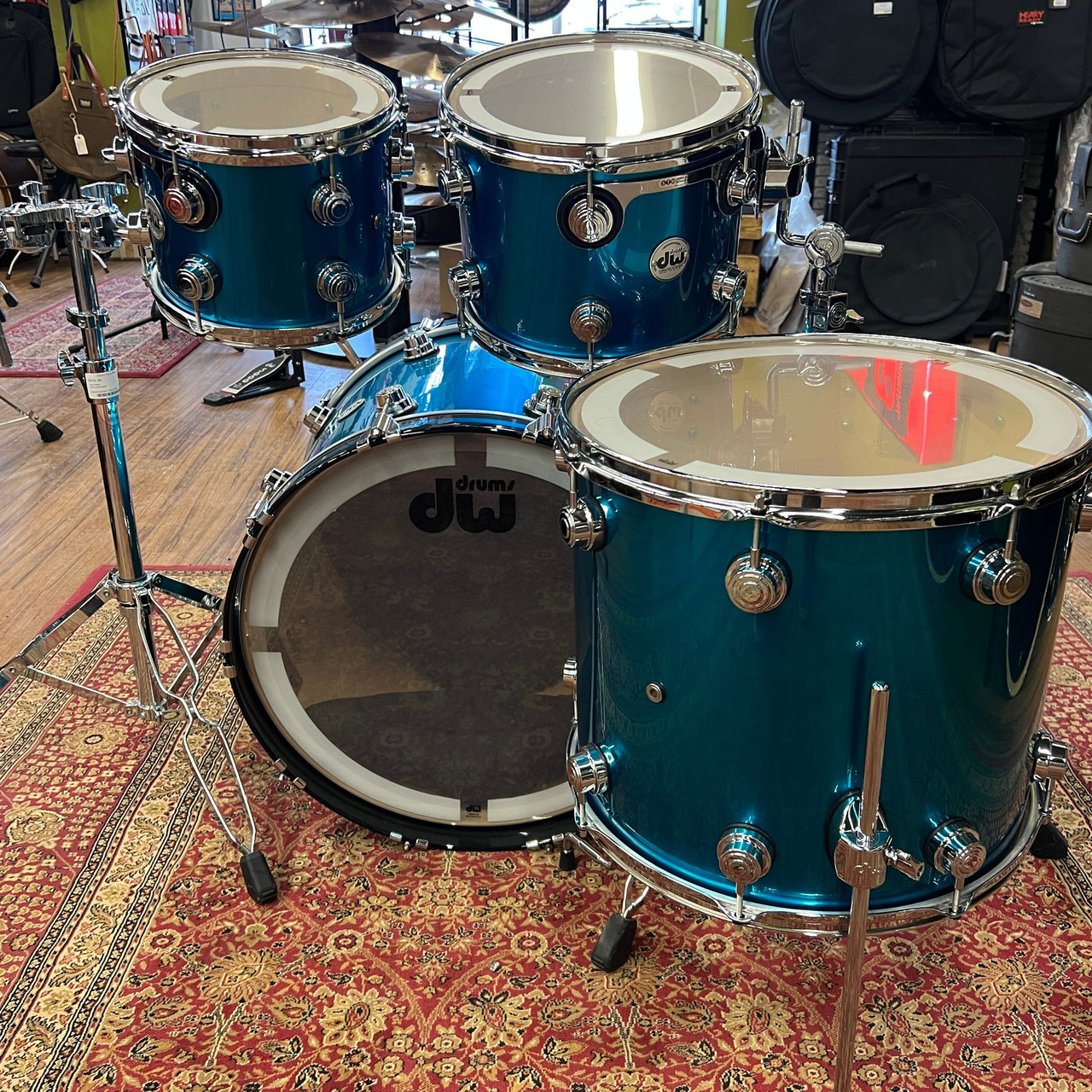 DW Collectors Exotic Blue Anodized Stainless Lacquer 10/12/16/22 drum kit DW 
