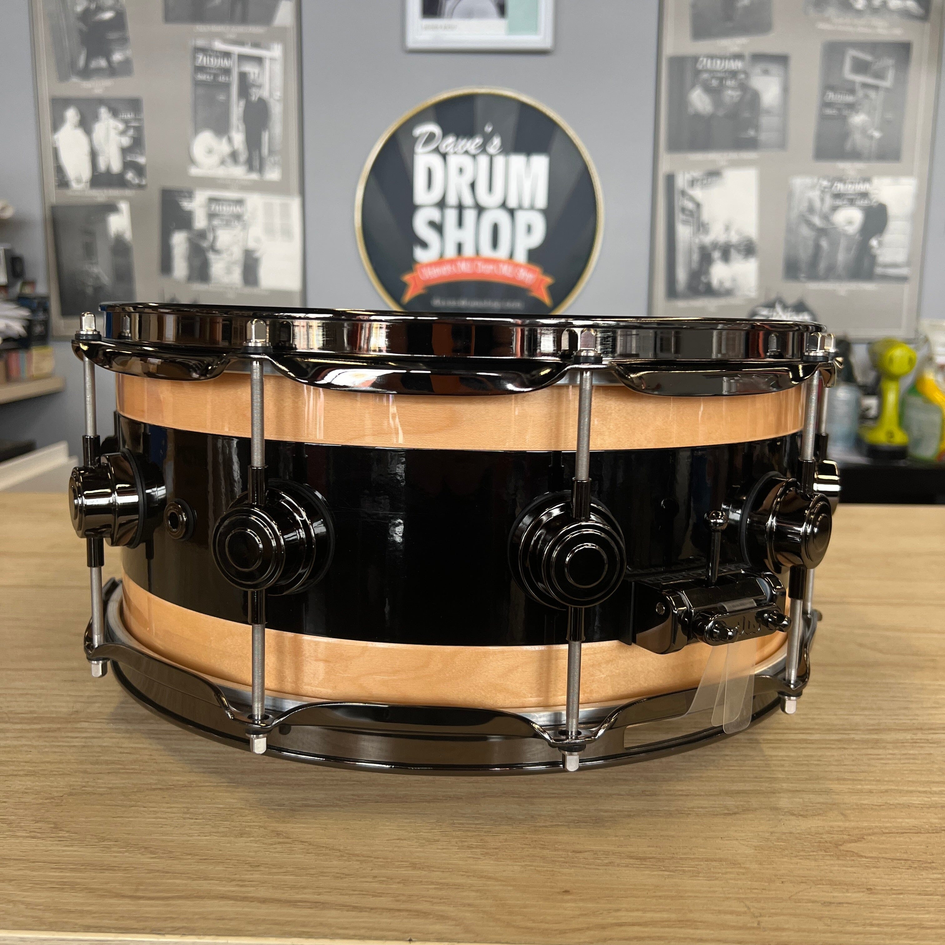 DW Reverse Edge 6 x 14 Snare Drum Maple/Black/Maple drum kit DW 