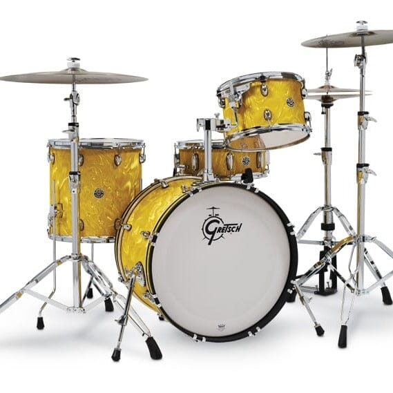 Gretsch Catalina Club 4 Piece Shell Pack With 20" Bass Drum, Yellow Satin Flame (CT1-J404-YSF) drum kit Gretsch 