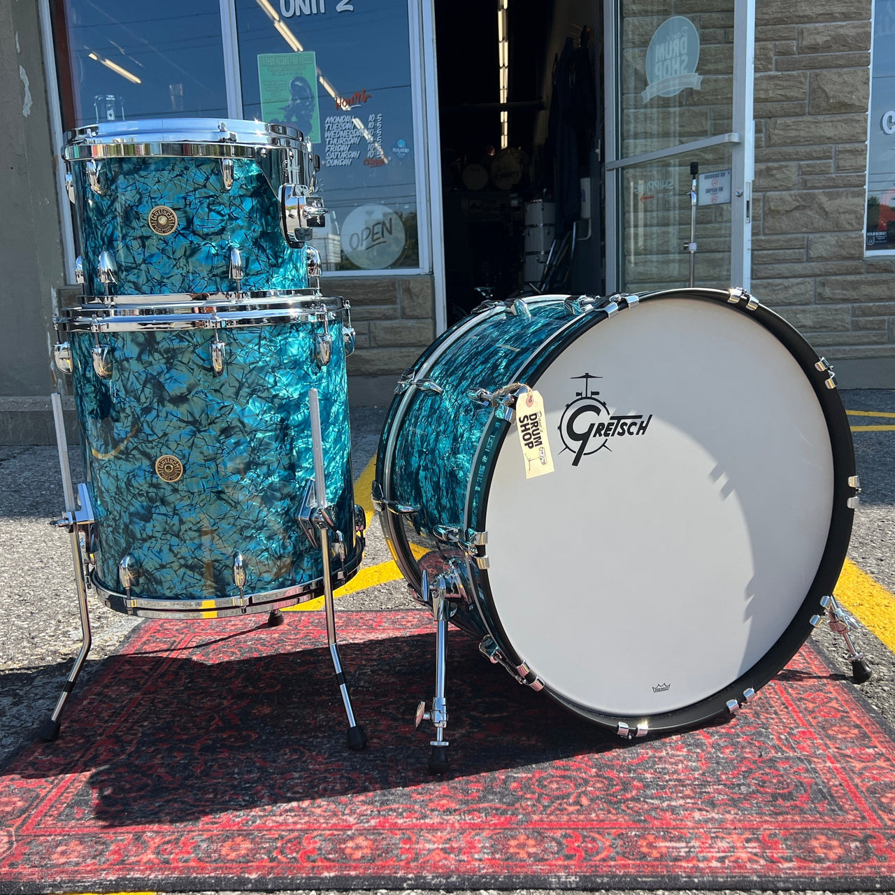 Gretsch USA Custom 3pc Drum Kit Turquoise Pearl 24/13/16 drum kit Gretsch 