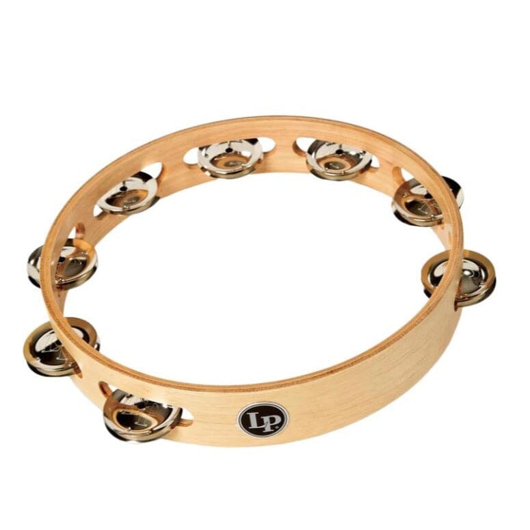 LP 10" Wood Tambourine, Single Row, Brass Jingles (LP381-B) tambourines LP 