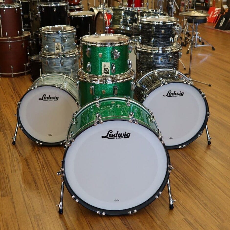 Ludwig Classic Maple Pro Beat Drum Set, Green Sparkle (L84433AX54WC) drum kit Ludwig 