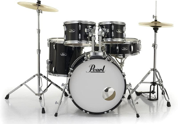Pearl Roadshow 5-Piece Drum Set W/ 20" Bass Drum, Hardware & Cymbals, Jet Black (RS505CC31) drum kit Pearl 