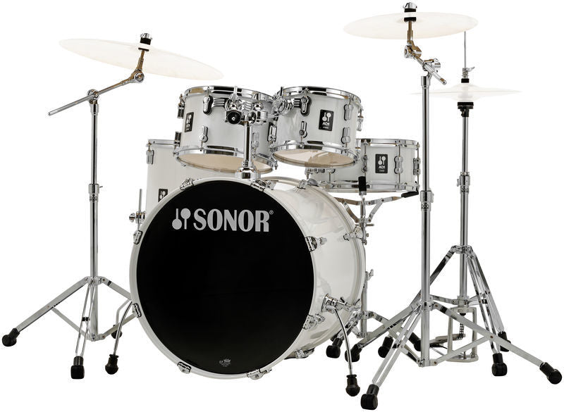 Sonor AQ1 Stage 5 Piece Drum Set with Hardware, Piano White (AQ1-STAGE-SET-PW) Drum Kits Sonor 