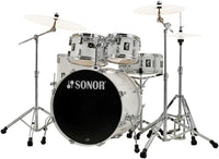 Thumbnail for Sonor AQ1 Stage 5 Piece Drum Set with Hardware, Piano White (AQ1-STAGE-SET-PW) Drum Kits Sonor 