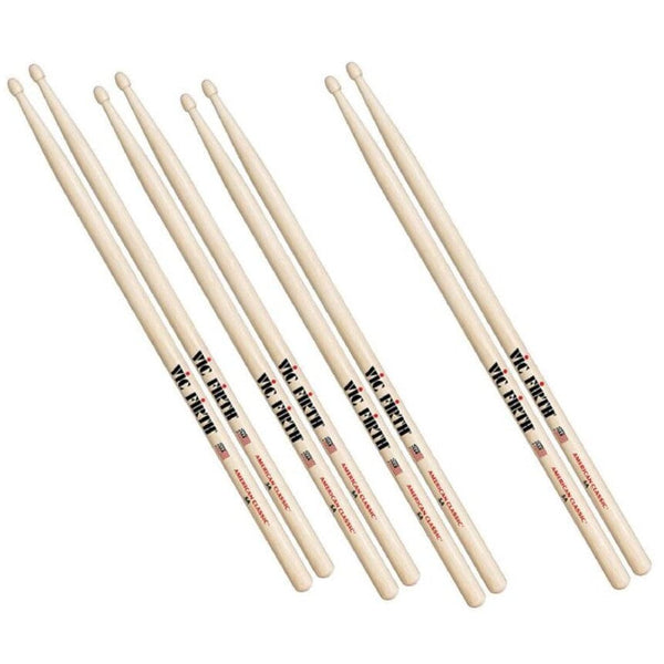 Vic Firth American Classic 5A Wood Tip Drumsticks Value Pack (P5A.3-5A.1) DRUM STICK Vic Firth 